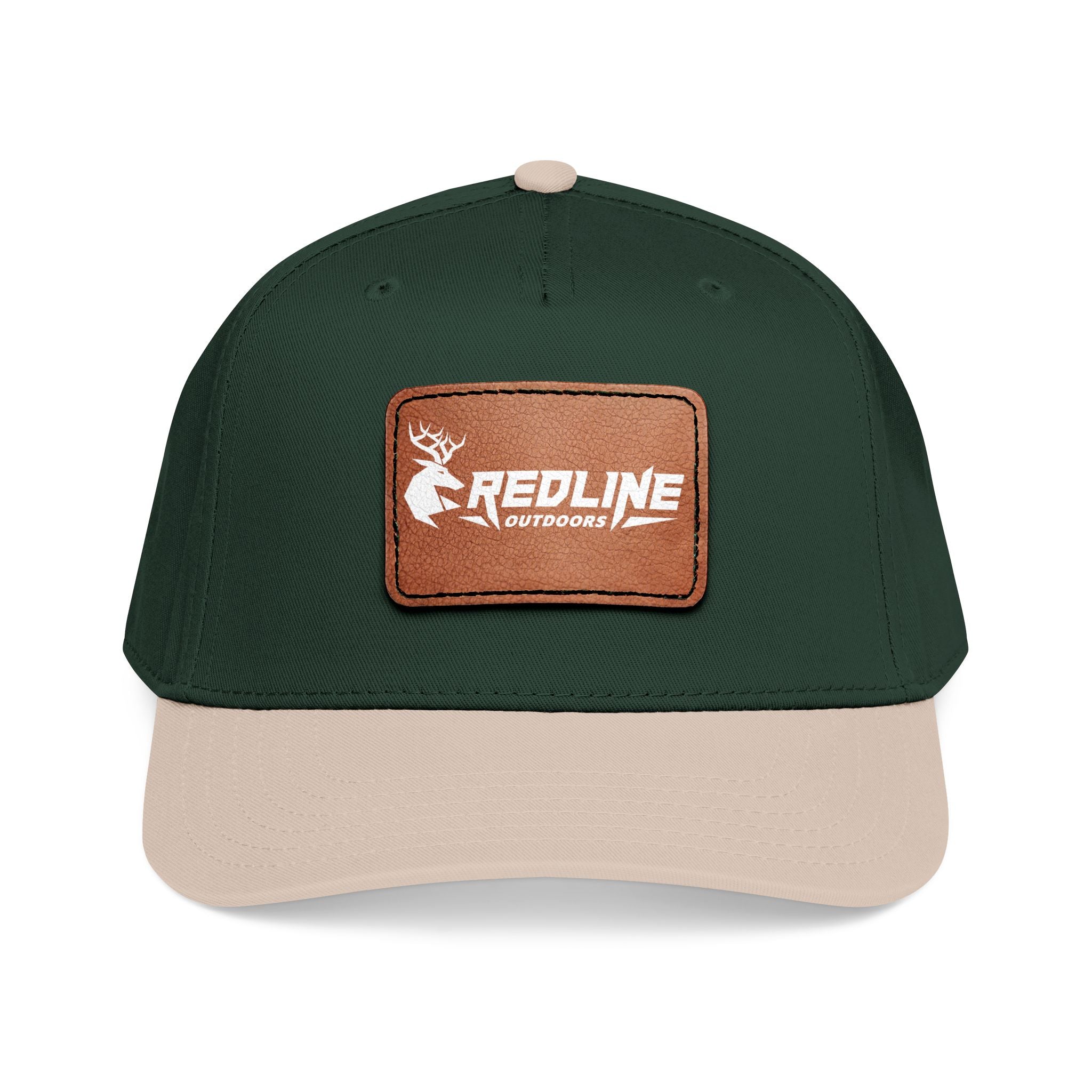 "Backwater Brim" Mid Profile Baseball Cap with Leather Patch (Rectangle)